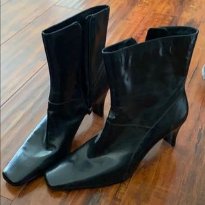 Black leather boots
